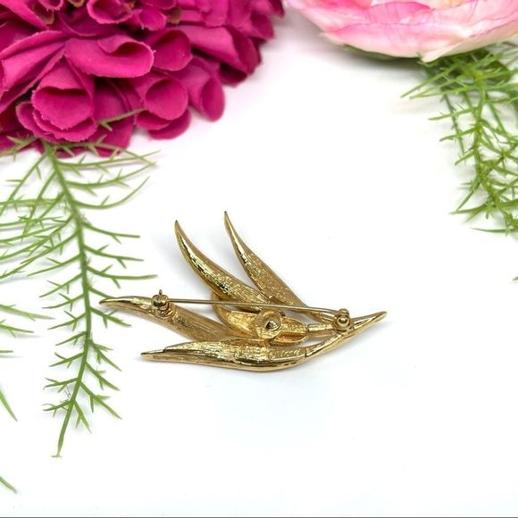 VINTAGE⚜️RARE MONET Wheat Brushed Golden Brooch - Picture 7 of 9